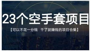 23个空手套项目大合集,0成本0投入,干了就赚钱纯空手套生意经-小白项目分享网