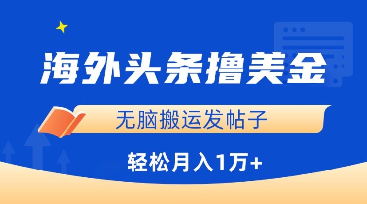 海外头条撸美金,无脑搬运发帖子,月入1万+,小白轻松掌握-小白项目分享网