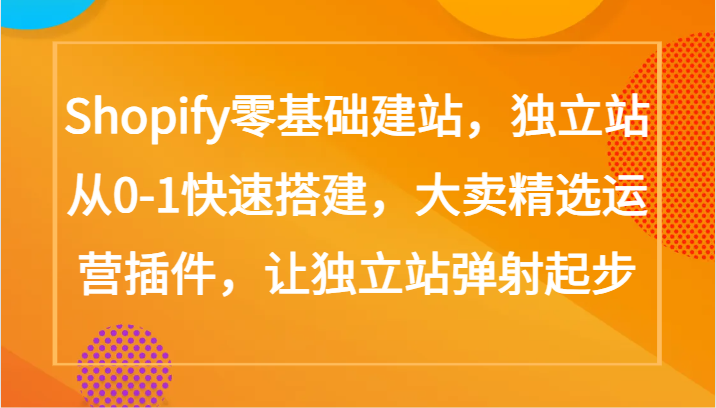 Shopify零基础建站,独立站从0-1快速搭建,大卖精选运营插件,让独立站弹射起步-小白项目分享网